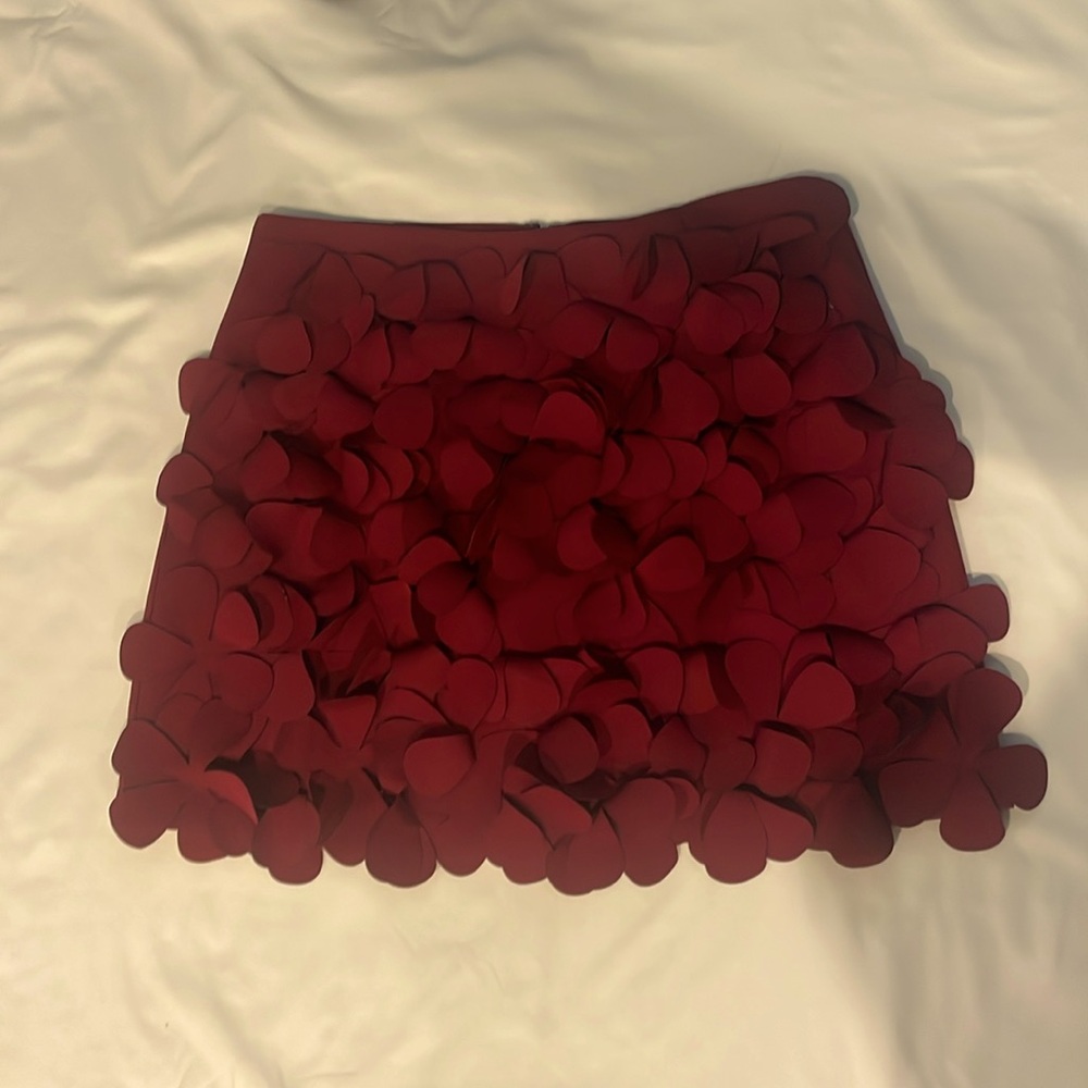 Flirty Burgundy Skort with Petal Accents